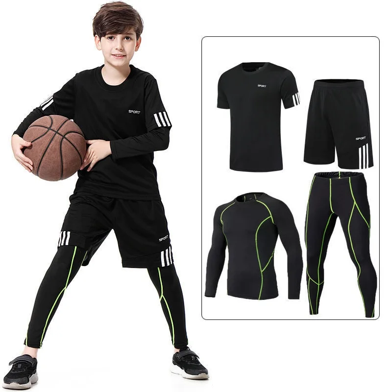 2023 Winter Basketball Jersey Quick Dry Warm Sports Suit Kids Tights Training Clothes Boys Girls Running Gym Free Shipping