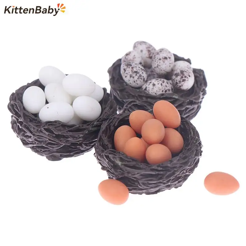 

1 комплект, 1/12 Миниатюрный Кукольный домик, перепелок, утки, куриные яйца с гнездом, модель, садовая сцена, кукольный домик, декоративные аксессуары