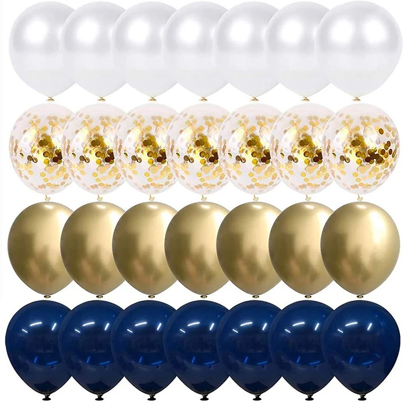

Navy Blue And Gold Confetti Balloons, Birthday Balloons For Celebration Graduation Party Balloons Decorations