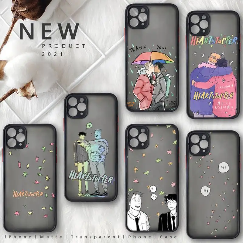 

Heartstopper Anime Nick and Charlie Phone Case matte transparent For iphone 7 8 11 12 13 plus mini x xs xr pro max cover
