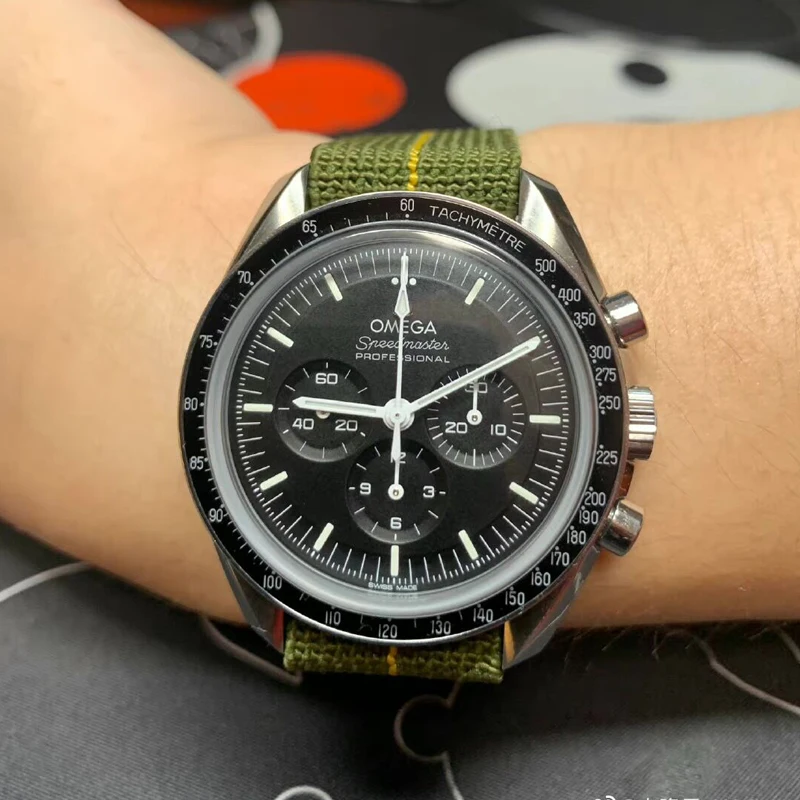 

Браслет парашютный мужской спортивный, эластичный нейлоновый ремешок с пряжкой из нержавеющей стали для часов Omega Joint Moonswatch, 20 мм