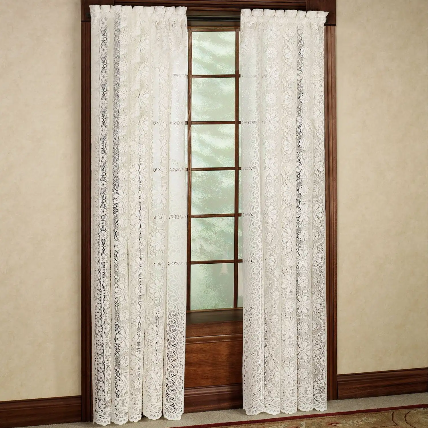 

Luxurious Old World Style Lace Window Curtain Panel 58"Wx84"L White or Cream
