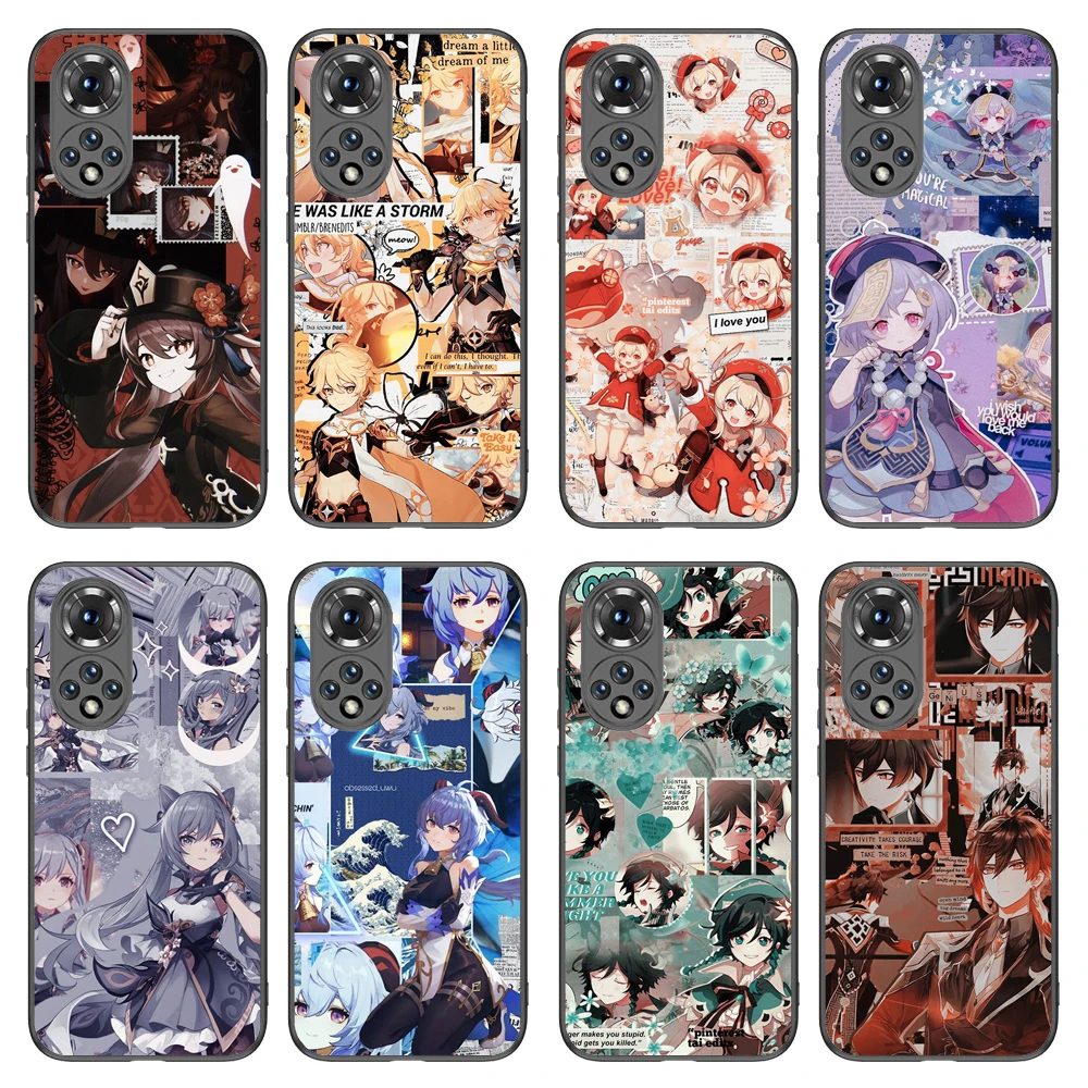 

Genshin Impact Anime Silicone Phone Case For Huawei P30 P40 P50 Pro Mate 40 40PRO HONOR 50 50Pro 50SE Non-Slip Frame Case