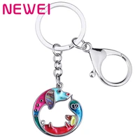 newei enamel alloy cute dachshund dog keychains car purse key ring gifts pets fashion jewelry for women girls charms accessories
