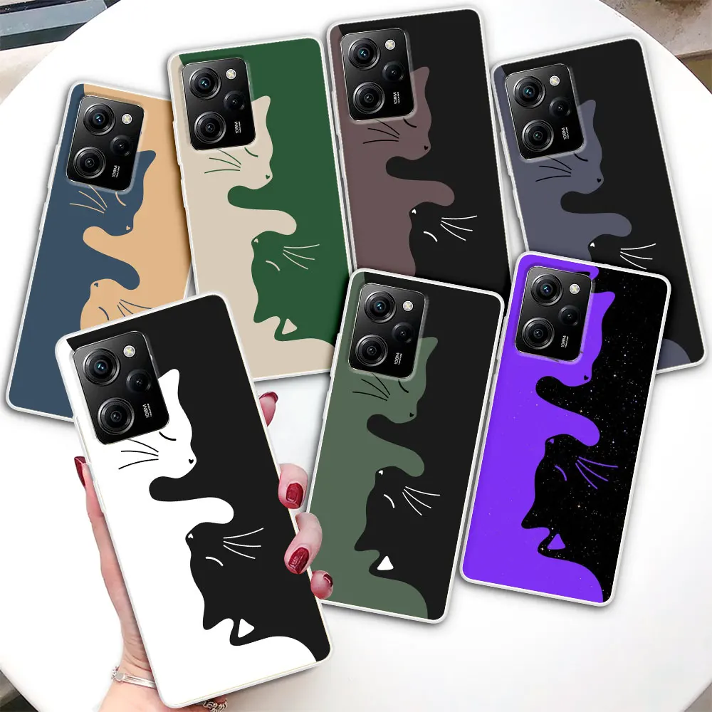 

Прозрачный чехол для Xiaomi Poco X5 X3 NFC M4 X4 Pro 5G Cases M3 F3 F2 M2 Pocophone F1, чехол для телефона из ТПУ, милый мультяшный Кот с животными