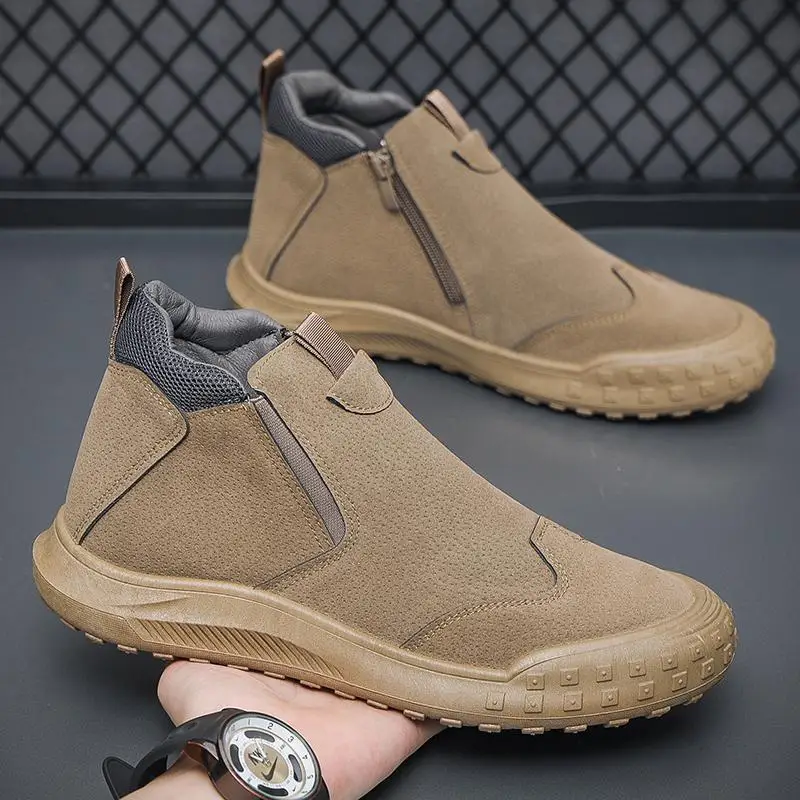 

Men's Autumn 2023 New British Style High-Top Outdoor Sports Worker Boot Men's Boys Motorcycle Leather Boots