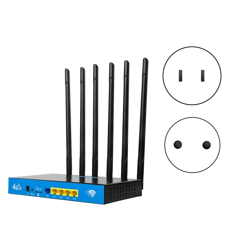 

4G WIFI Router WIFI 6 Antenna Gigabit 1750Mbps Wireless Router Black For Industrial Home Enterprise (US Plug)