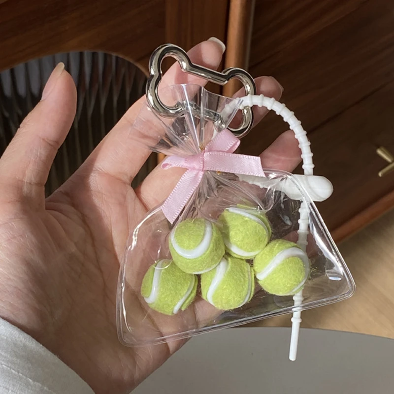 Милый спортивный мини-брелок с теннисным мячом зеленый цвет кулон брелок для