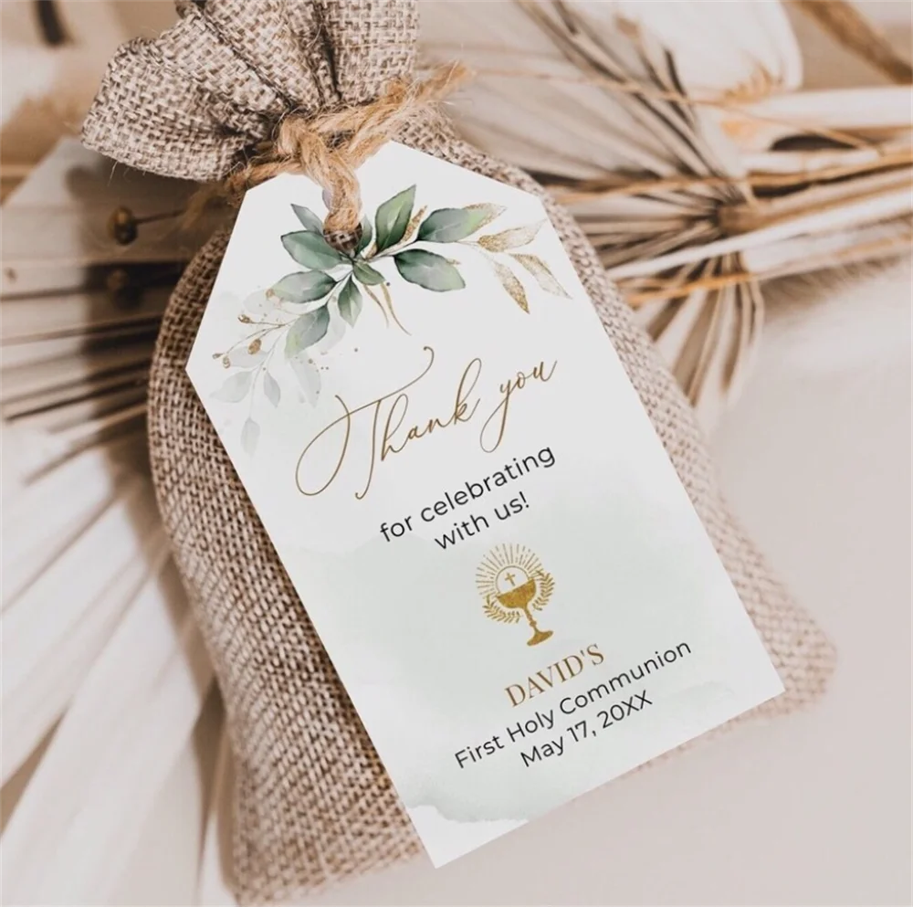 50 шт. шаблон для подарков на Причастие зелень спасибо за наклейки/шаблон этикеток