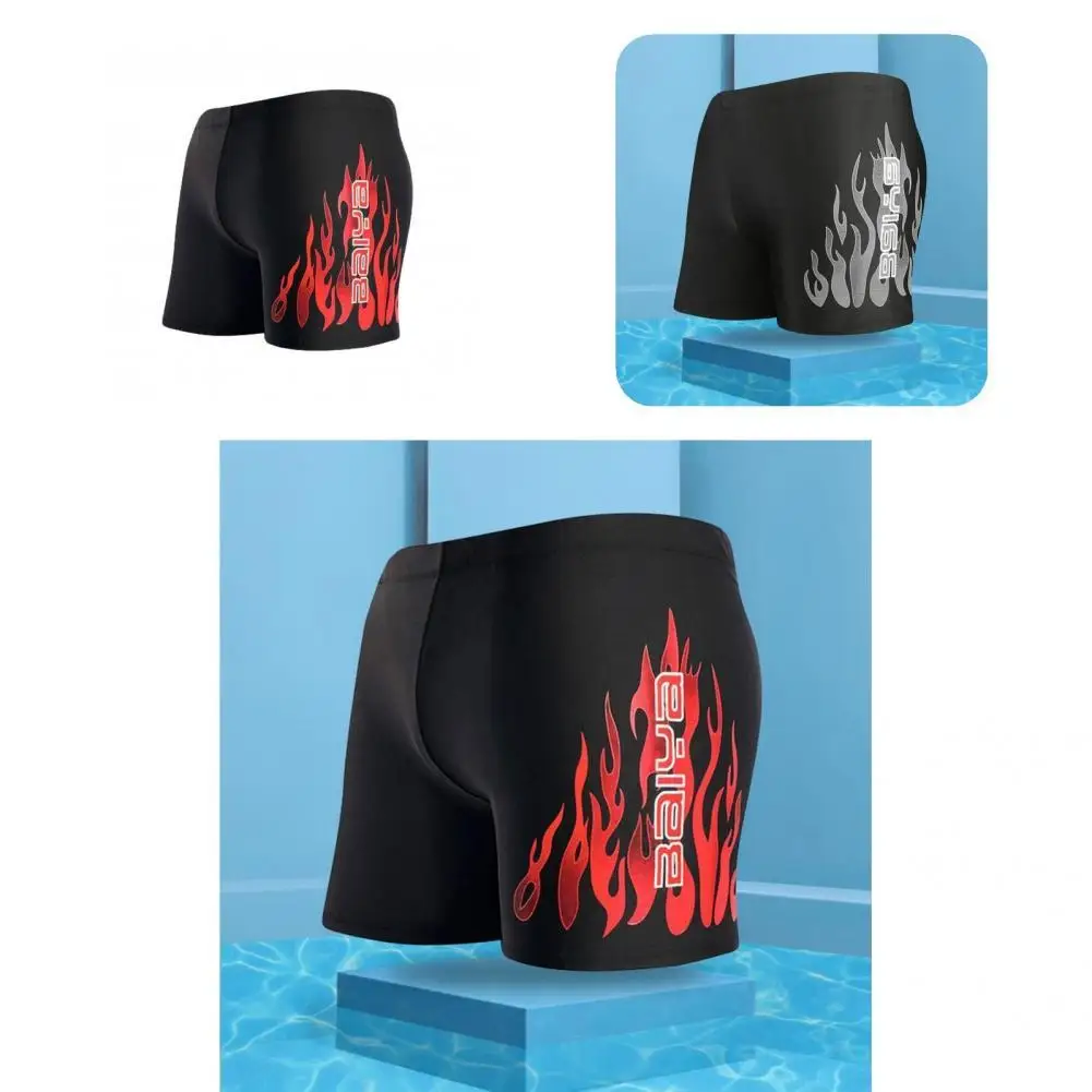 

Stretchy Trendy 3D Flame Print Male Boxer Shorts Beachwear Men Bathing Shorts Bodycon for Water Activity