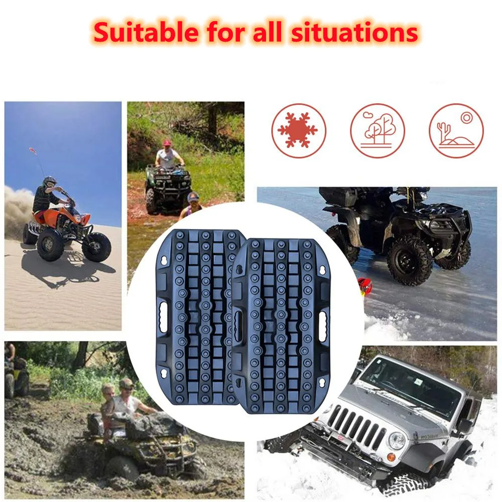 2pcs Car Off Road Wheel Tyre Snow Recovery Tracks Board Security Mud Sand Emergency Rescue Escaper Traction Mat Pad Vehicle