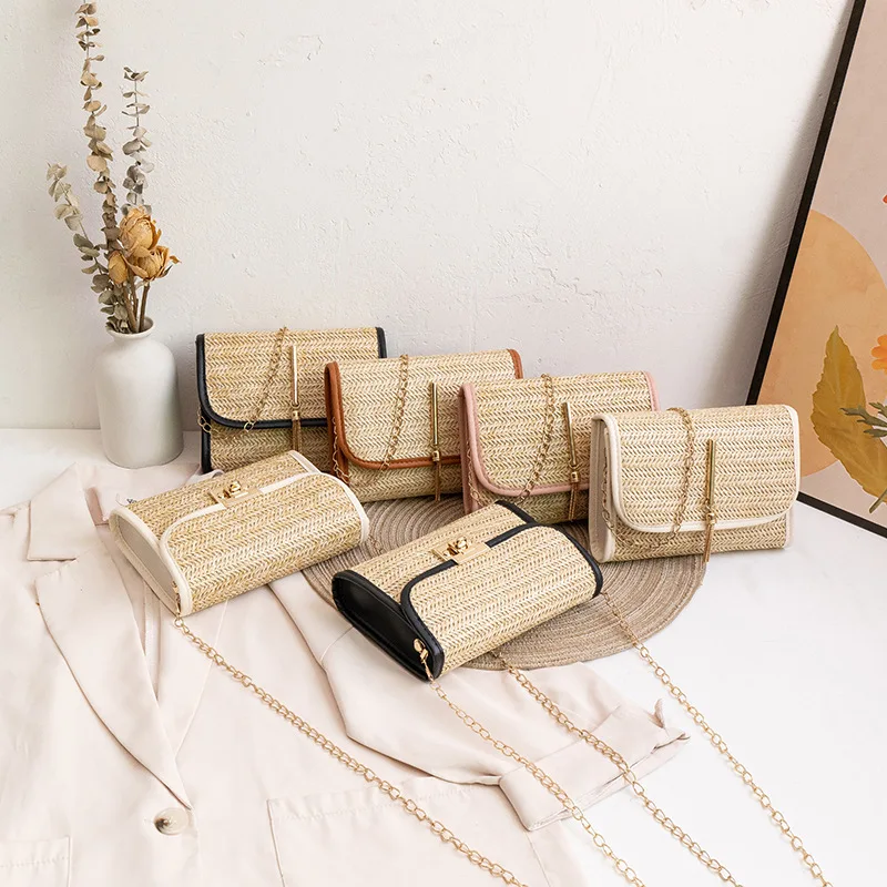 

Женская приблизительная сумка 2022, новая женская летняя плетеная Сумка, соломенная сумка-мессенджер, маленькая квадратная сумка, модная сум...