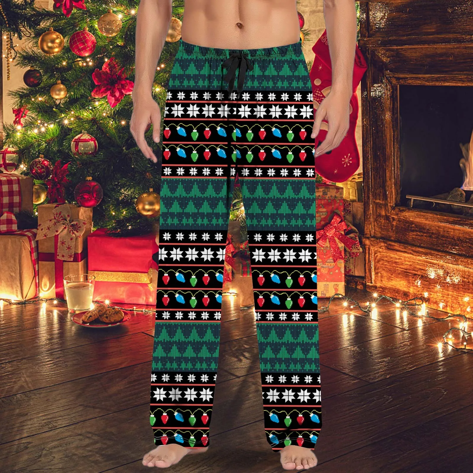 

Рождественские мужские повседневные штаны, пижамные брюки с кулиской и карманами, рождественский подарок, джинсы с вырезами, 8 лет