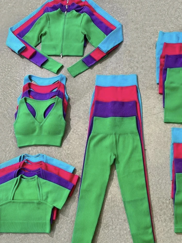 

New Women Sport Suit Seamless Yoga Sets Sexy Gym Workout Clothes High Waist Shorts Sports Bra Crop Top Gym Wear Fitness Outfits