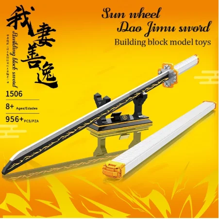 

98CM Demon Slayer Zenitsu Japanese Katana Building Blocks Model Assembly Insert Small Particles Boy Gift Sword Knife Toys