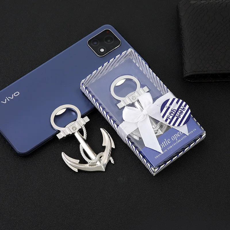 

Anchor Shape Beer Bottle Opener Wedding Favors for Guests Package Beer Openers Tools Silver Gifts Alloy Bar Decoration Gadgets