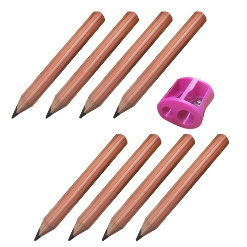 

Короткие треугольные мини-карандаши, деревянные треугольные карандаши для начинающих, ручка для детского сада, 3,5 дюйма, 8 шт.