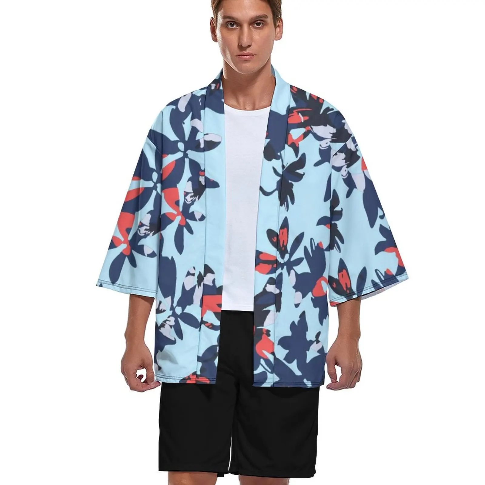 

Кимоно с цветочным принтом, в стиле ретро