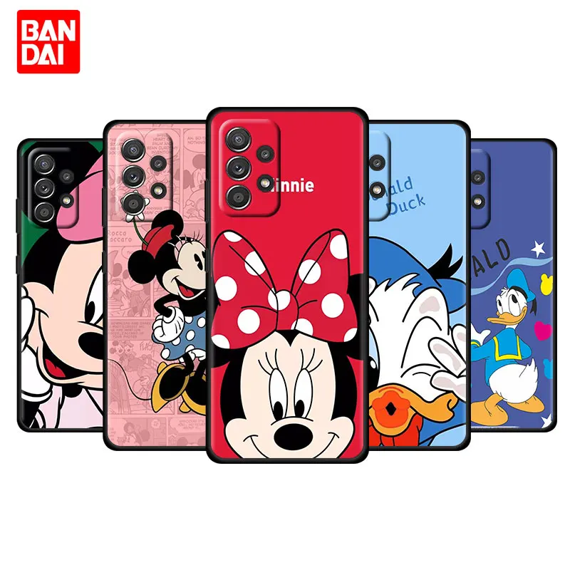 

Disney Minnie Mickey Case for Samsung Galaxy A03 A13 A31 A50 A51 A52 A70 A71 A32 Note 20 Ultra 5G Cover Bag Black Capa Silicone