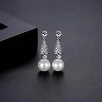 funmode korean version of the popular pearl aaa cubic zirconia earrings high end niche design simple style female fe408