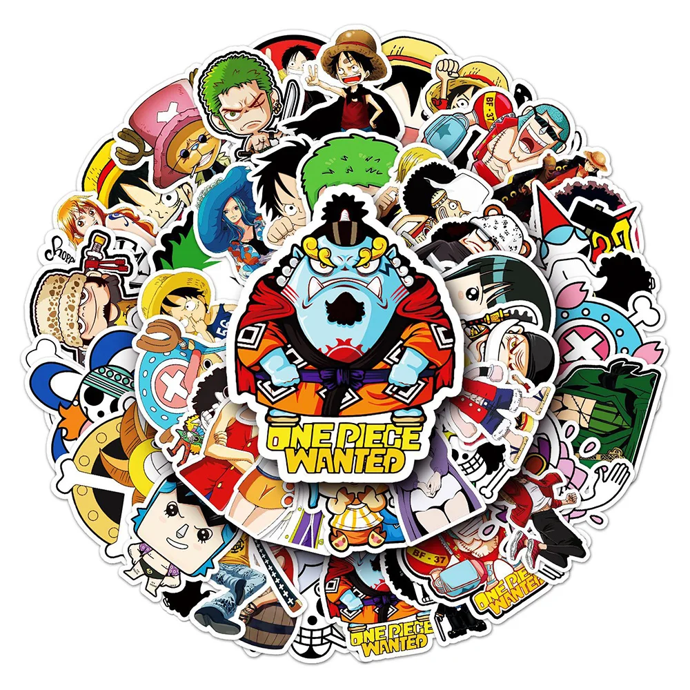 

100pcs ONE PIECE Anime Stickers Cartoon Decals Graffiti Suitcase Laptop Skateboard Car Waterproof Kids Fun Stickers Gift