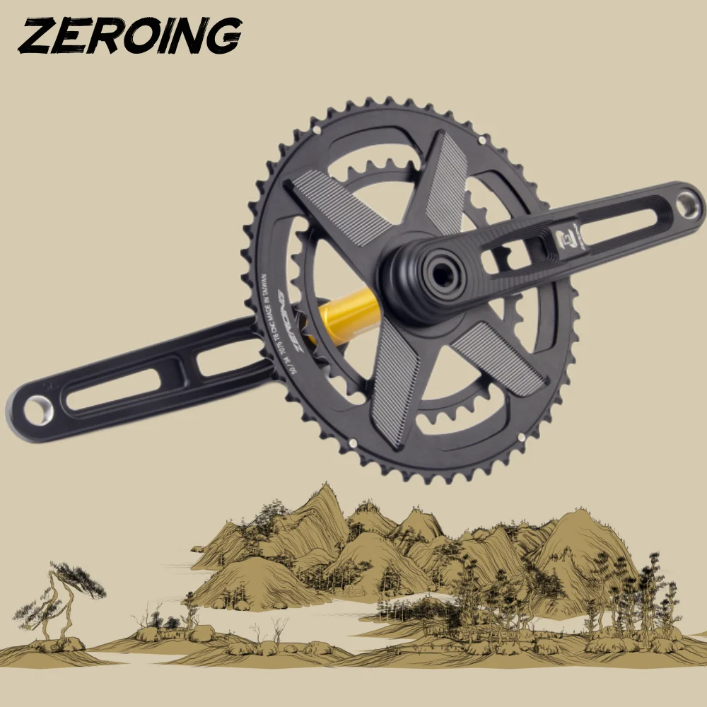 

Сверхлегкий шатун ZEROING для дорожного велосипеда SRAM GXP, звездочка 50-34/52-36/53-39T, складной велосипедный шатун 165/170/175 мм, двойная звездочка