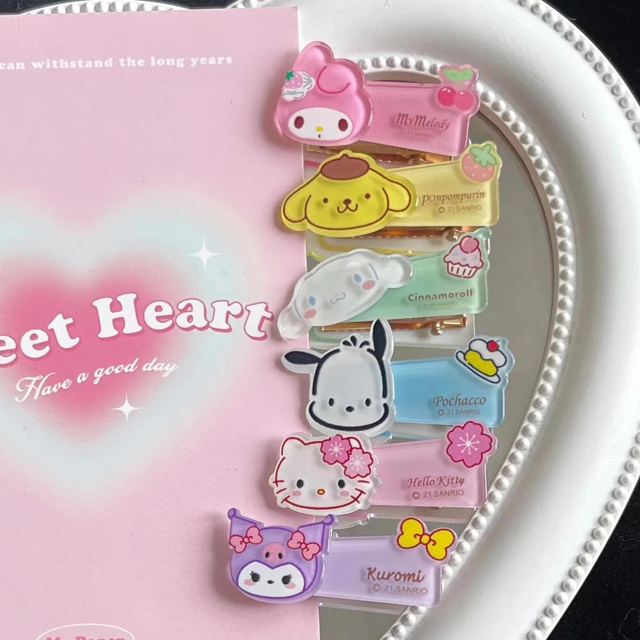 

New Kawaii Style Sanrio Pochacco Kuromi Hair Clip Transparent Girl Heart Student Cartoon Bang Hair Clip Headwear Accessories