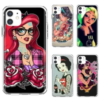 case cover for iphone 10 11 12 13 mini pro 4s 5s se 5c 6 6s 7 8 x xr xs plus max 2020 tattooed princess alice ariel jasmine