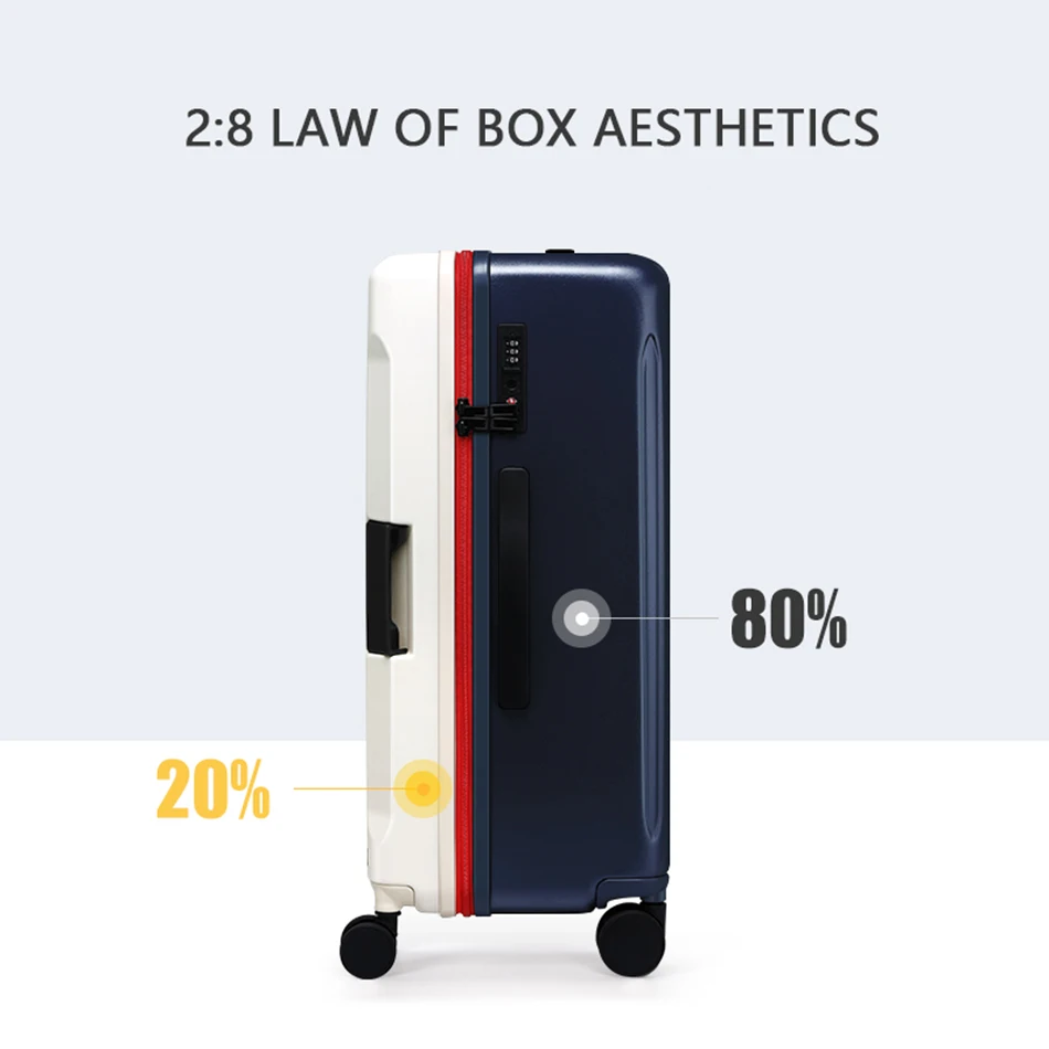 Classic blue and white two-tone luggage Large capacity trolley case Strong and durable suitcase