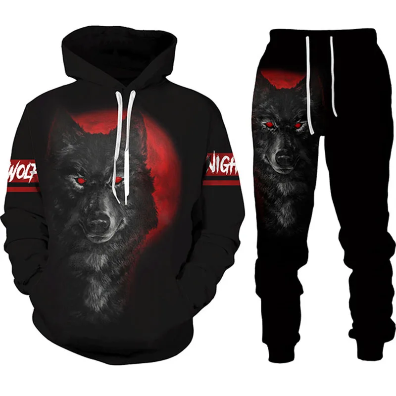 Forest Wolf 3d Printed Hoodie Set Male Sweashirts Sports Suits Hoodies+Pants Male Hoodie Sweatpants Men Tracksuit Men's Clothing