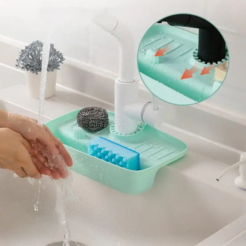 

Kitchen Soap Sponge Drain Rack Portable Hanging Storage Drain Basket Faucet -proof Sink Kitchen Organizer Accessories