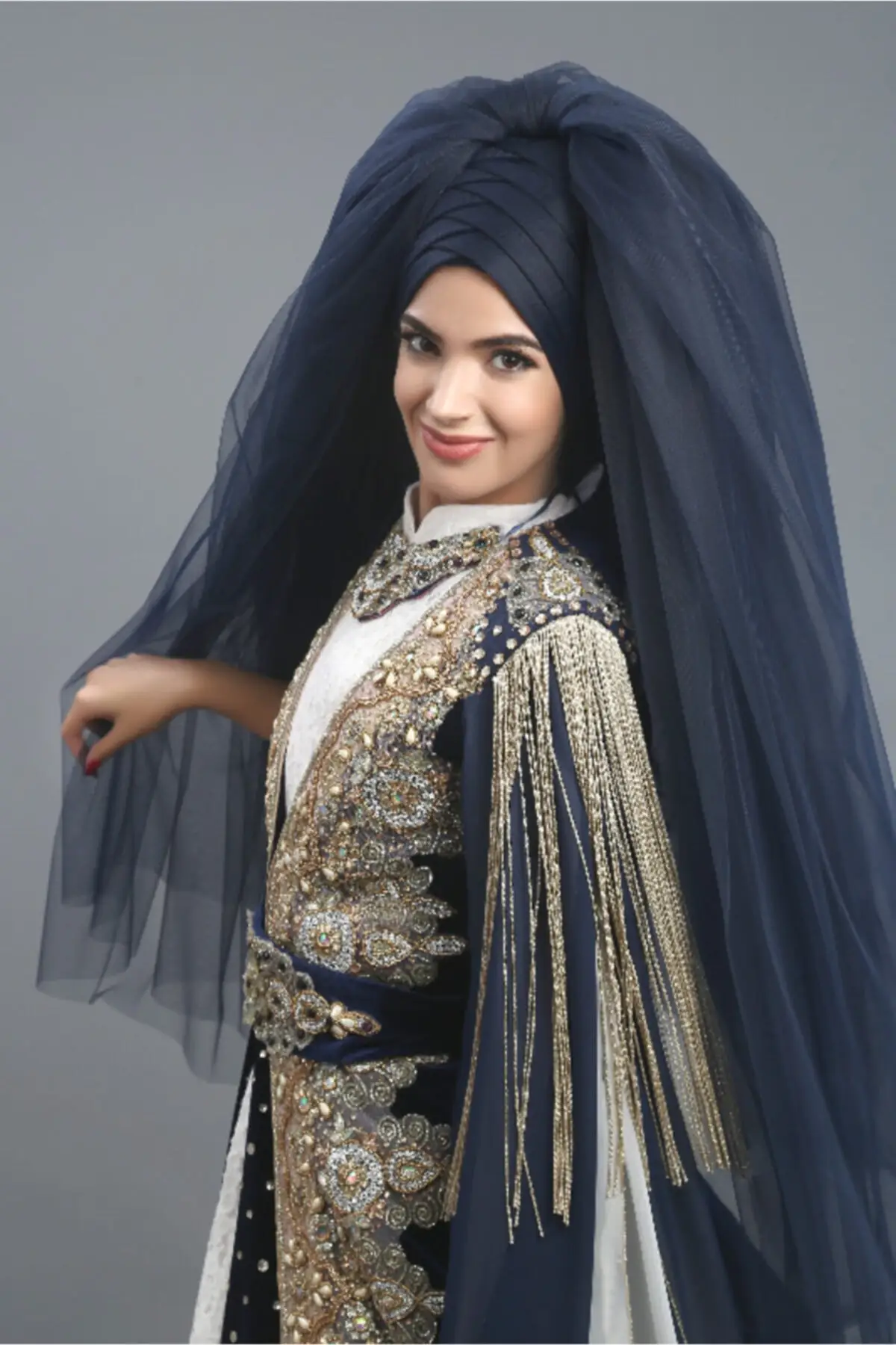 

Bridal Accessories Navy Blue Veil Wedding Handmade For Bride And Bridesmaids