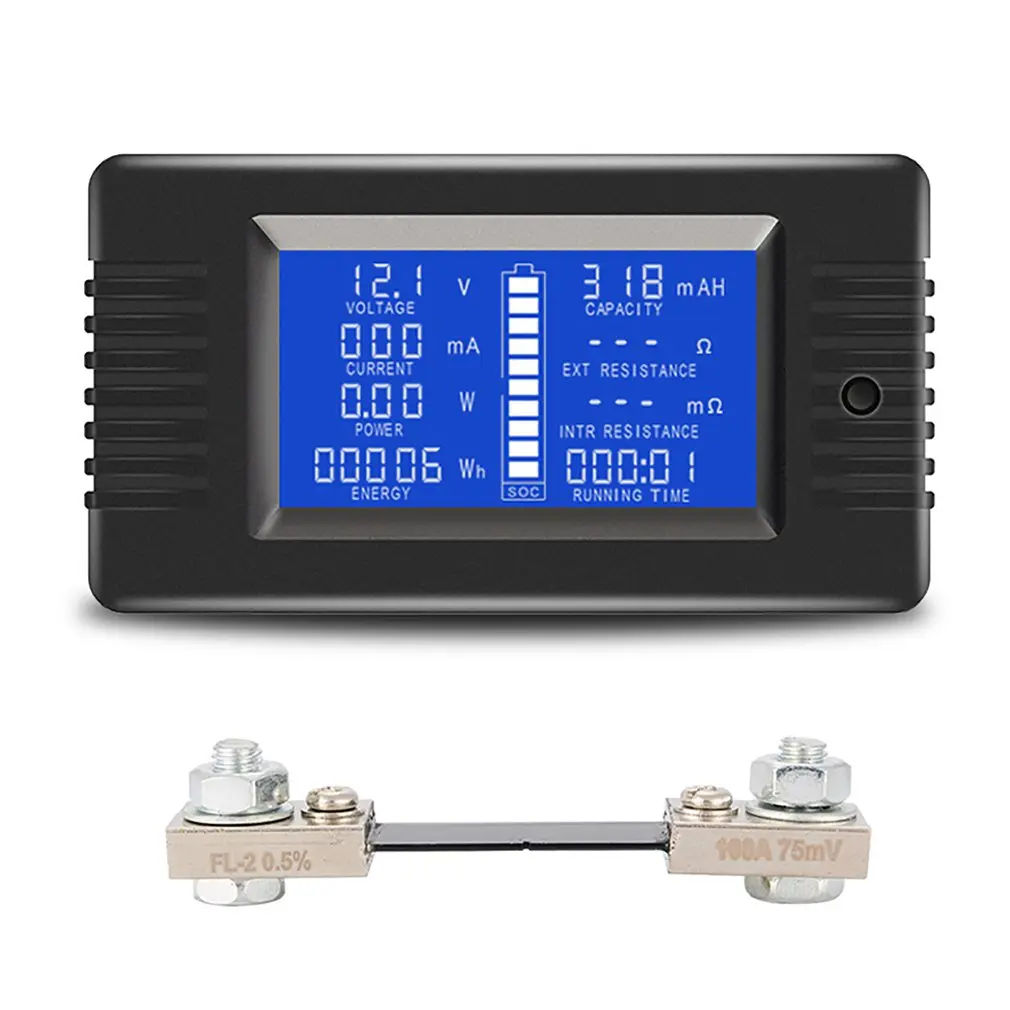 

Battery Tester DC 0-200V 0-300A Digital Voltmeter Ammeter Car Battery Capacity Resistance Voltage Current Power Energy Meter