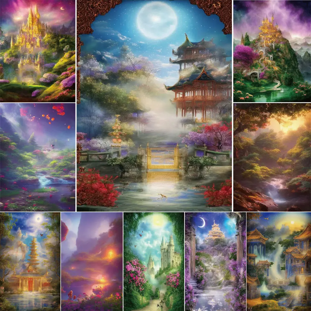 

Landscape Castle Coloring By Numbers Painting Package Oil Paints 50*70 Paiting By Numbers New Design Crafts For Adults Wall Art