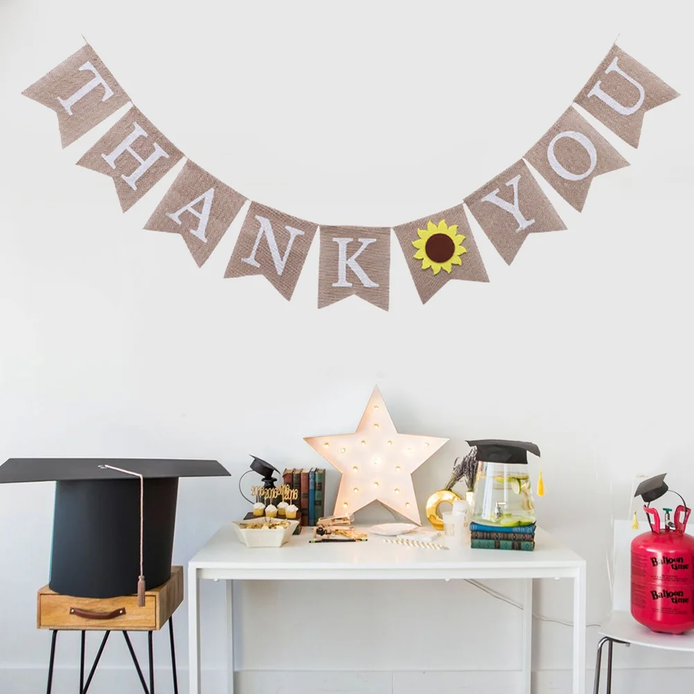 

1pcs Bunting Banner Sunflower Decorative Linen Letters Creative Burlap Banners for Supplies Party