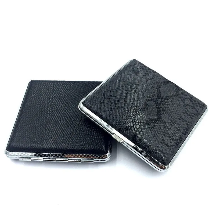 

Best selling portable metal anti-pressure cigarette case men's leather ultra-thin cigarette box random pattern wholesale