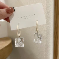 white resin vintage transparent dangle earrings irregular temperament korean fashion earings crystal jewelry for women