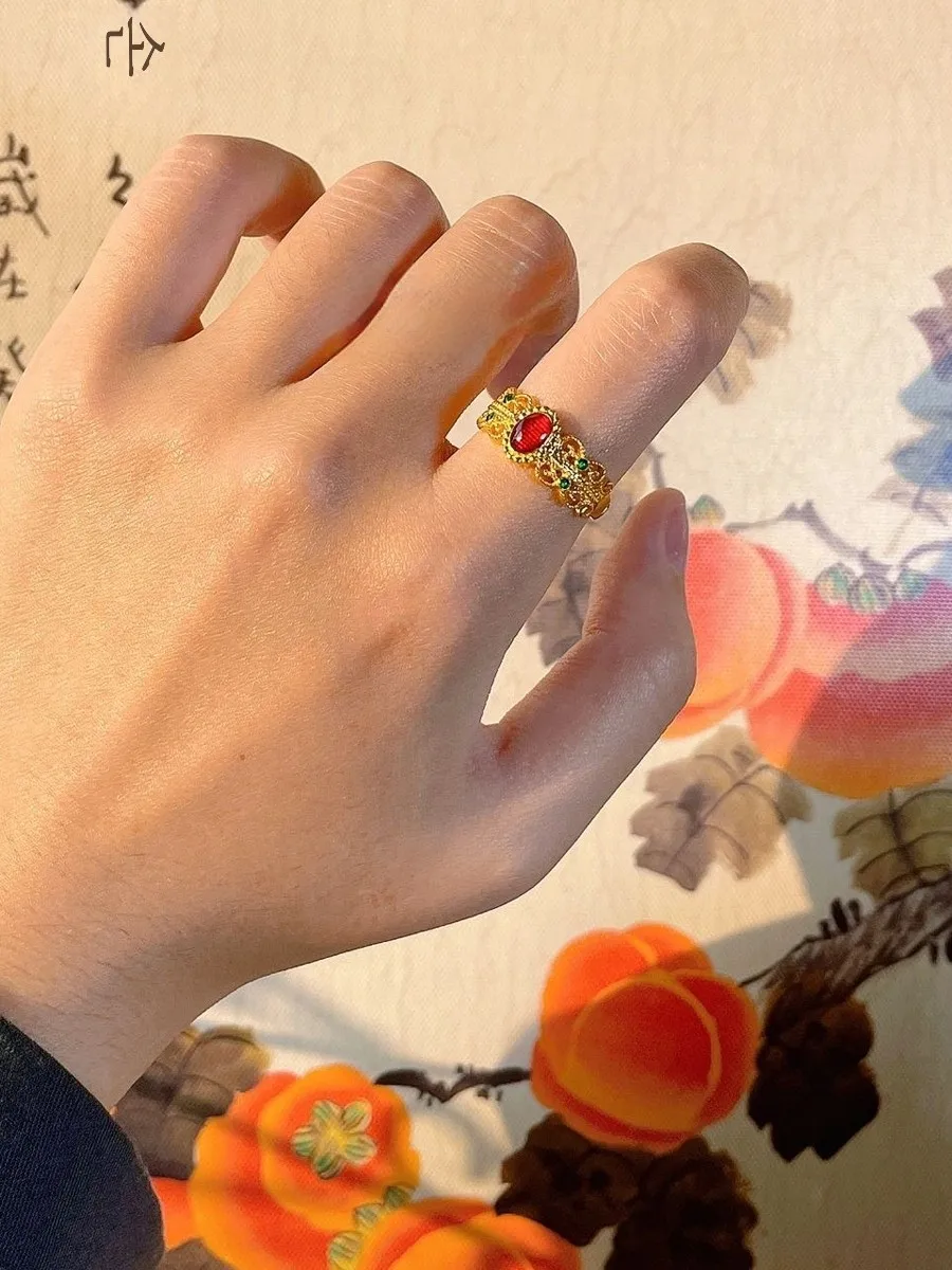 Женское филигранное кольцо в стиле ретро Palace Sle золото 8 карат регулируемое