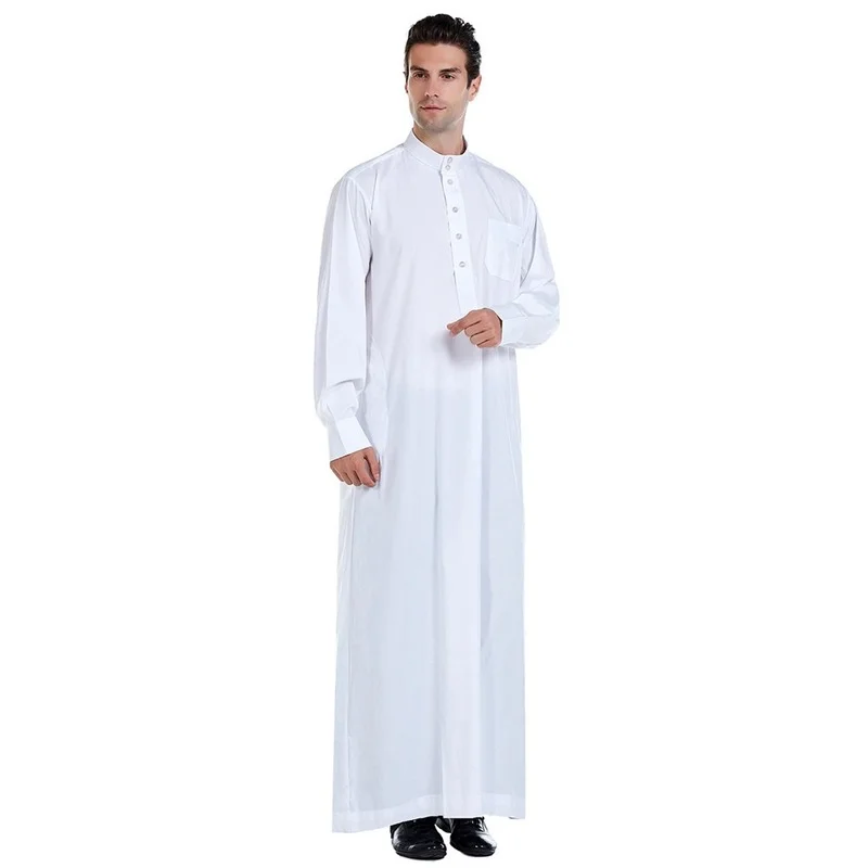Men's Muslim Robe Daily Loose Casual Stand Collar Muslim Arab Middle East Men's Robe Africa Business Casual New Fashion 2022