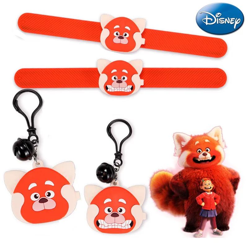 

Disney Turning Red Silicone Patting Wristband Cute Kids Cartoon Anime Figure Backpack Bell Pendants Toy Children's Birthday Gift
