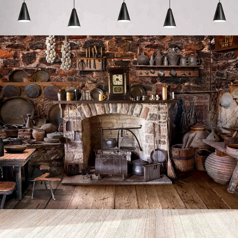 Фон для фотосъемки с изображением деревенской кухни в западной стране потертый