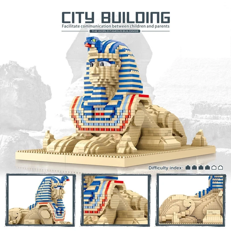 

Street View Egypt Pharaoh Sphinx Desert Monster Mini Diamond Building Blocks Pyramids Model Brick Toys For Kid Birthday Gift MOC