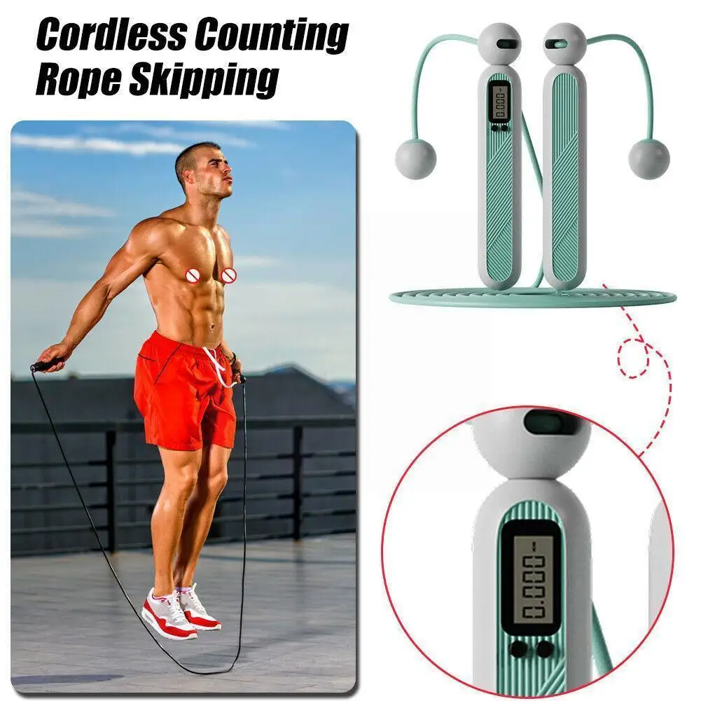 

Dual-purpose Adjustable Jump Rope Intelligent Electronic Rope Cordless Fitness Steel Skipping Skipping Counting Wire Sports R6O0