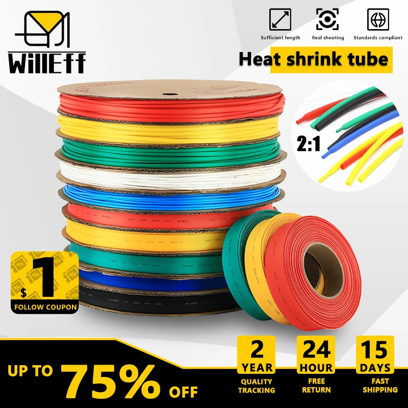 

5m/10m/Lot Heat shrink tube tubing Black Red Covers cable Wire protector Shrinkable sleeves termoretractil 0.6mm 0.8mm 1 2 3 mm