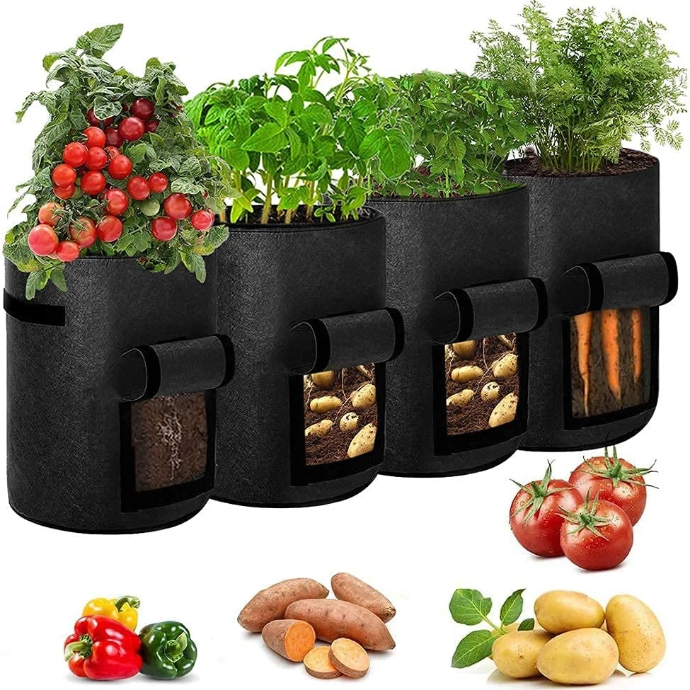 

Potato Grow Bag 10/7/5 Gallon Fabric Planter Pot with Flap and Handles for Garden Vegetables Tomatoes Onion Carrot Planting Bags