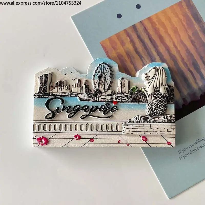 Фото Merlion Park Mobile Сингапурский магнит на холодильник, украшения для дома, трехмерные сувениры для путешествий по миру №1