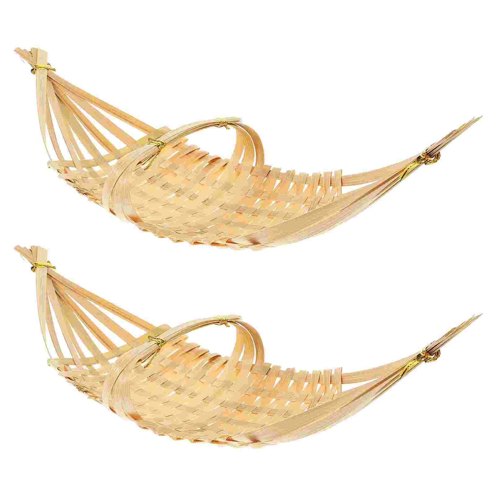2pcs Chinese Bamboo Woven Baskets Food Serving Plates Bamboo Made Baskets