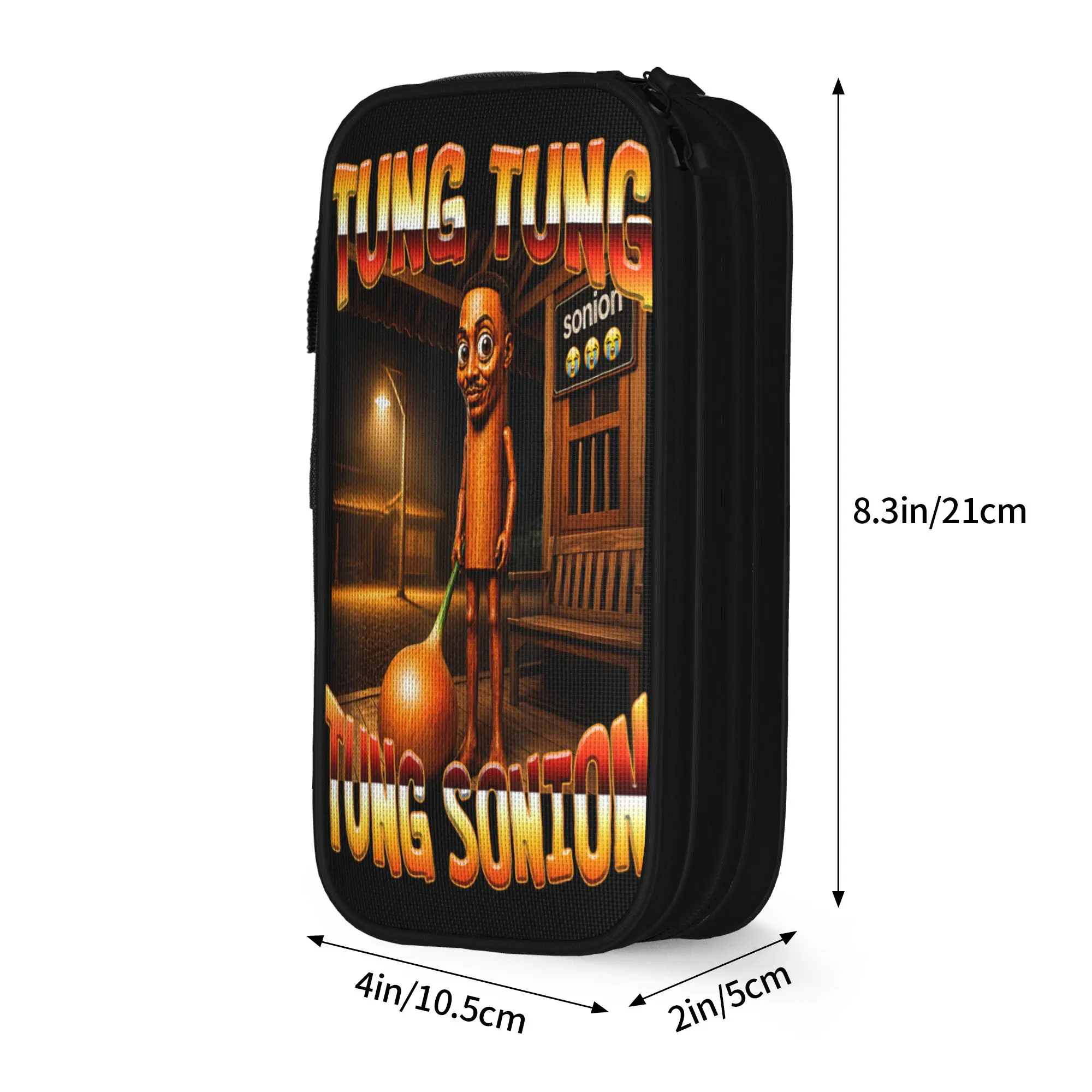 Фото Пенал для карандашей Tung Tung Tung Sonion Brainrot Onion Meme, школьный, двухслойный, портативный, для мальчиков, школьные принадлежности №3