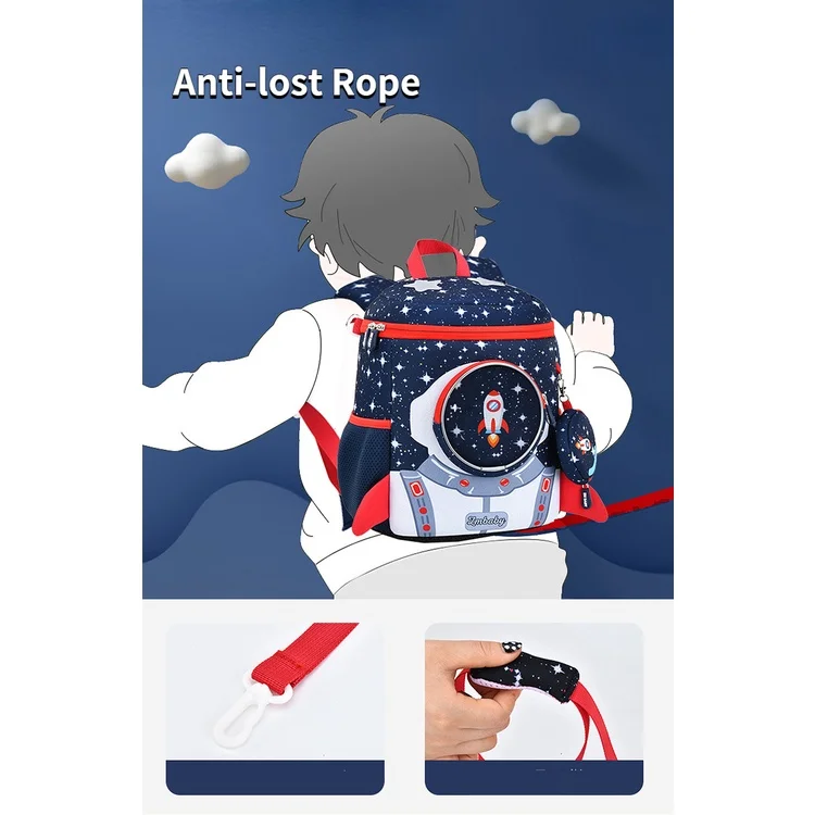 Children Cute Cartoon Astronaut Rocket Small Backpacks In Kindergarten 2022 New Girl Boy Starry Sky Fashion Anti-lost Schoolbags