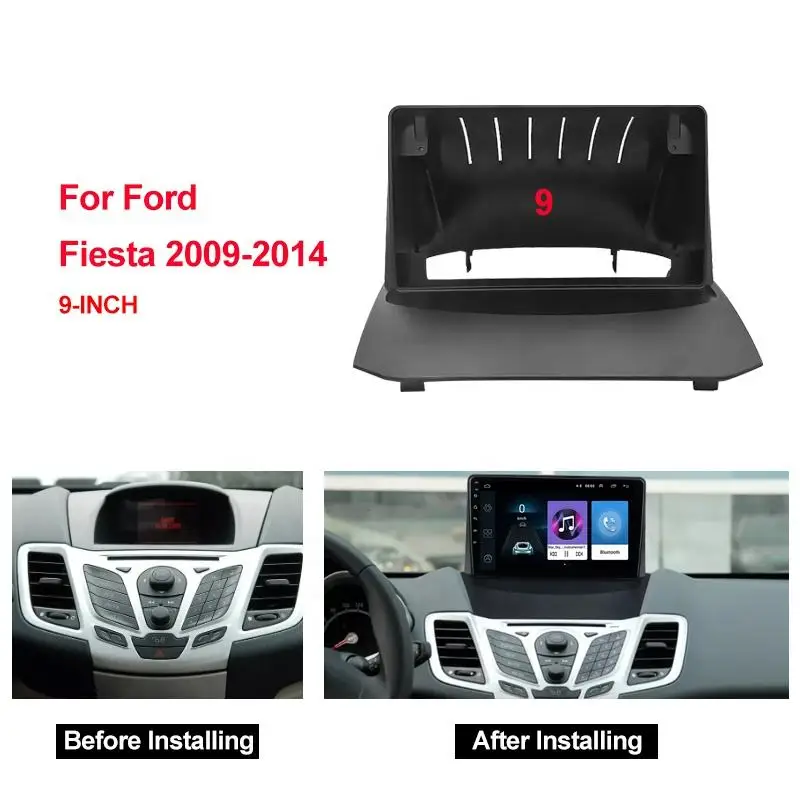 

9-дюймовая Автомобильная рама Fascia 2DIN, Установочная панель, приборная панель для Ford FIESTA 2009-2014